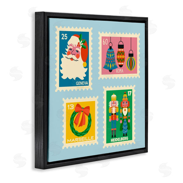 Stupell Industries Carrie Cantwell | Vintage Christmas Postage Stamps Wall Art
