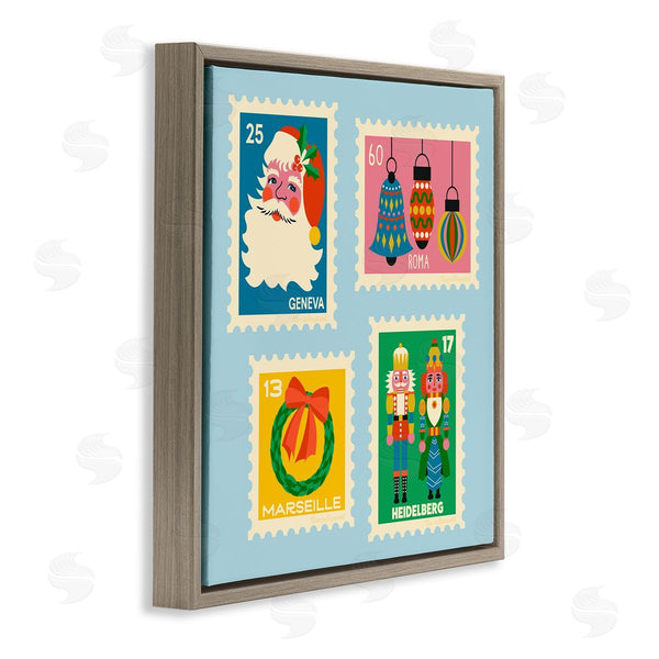 Stupell Industries Carrie Cantwell | Vintage Christmas Postage Stamps Wall Art
