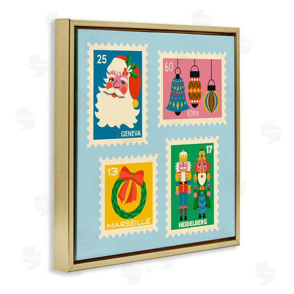 Stupell Industries Carrie Cantwell | Vintage Christmas Postage Stamps Wall Art