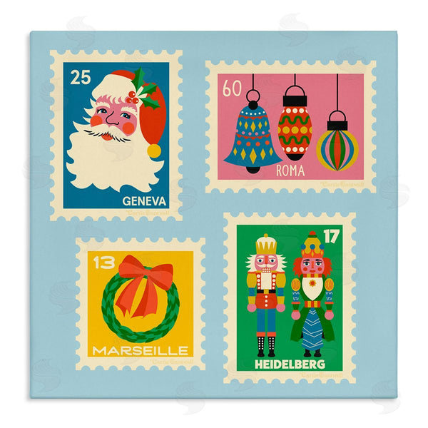 stupell industries Carrie Cantwell | Vintage Christmas Postage Stamps Wall Art