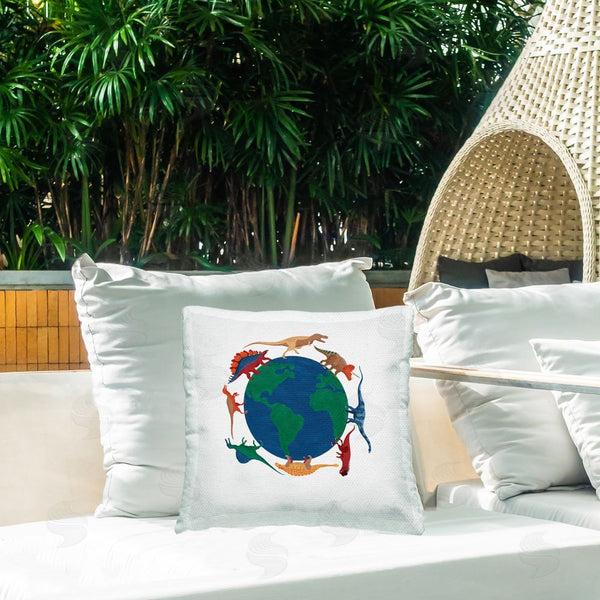 Stupell Industries Carrie Cantwell | When Dinos Roamed Printed Throw Pillow