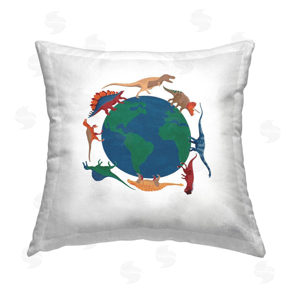 stupell industries Carrie Cantwell | When Dinos Roamed Printed Throw Pillow