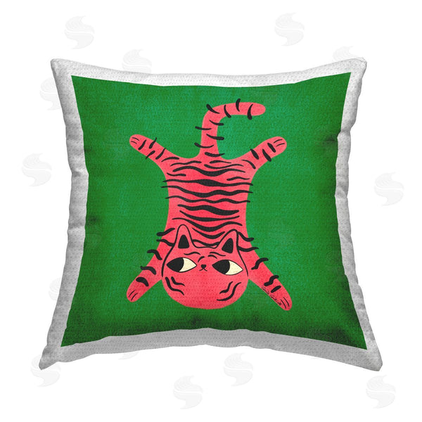 Stupell Industries Carrie Cantwell | Whimsical Cat Laying Printed Throw Pillow
