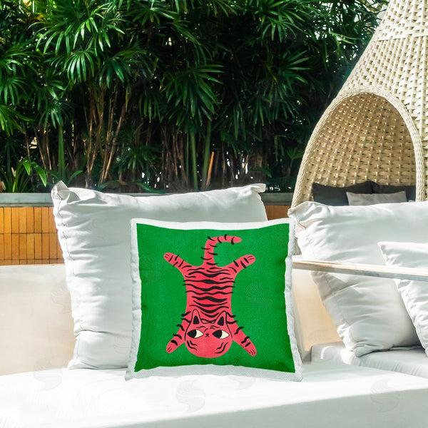 Stupell Industries Carrie Cantwell | Whimsical Cat Laying Printed Throw Pillow