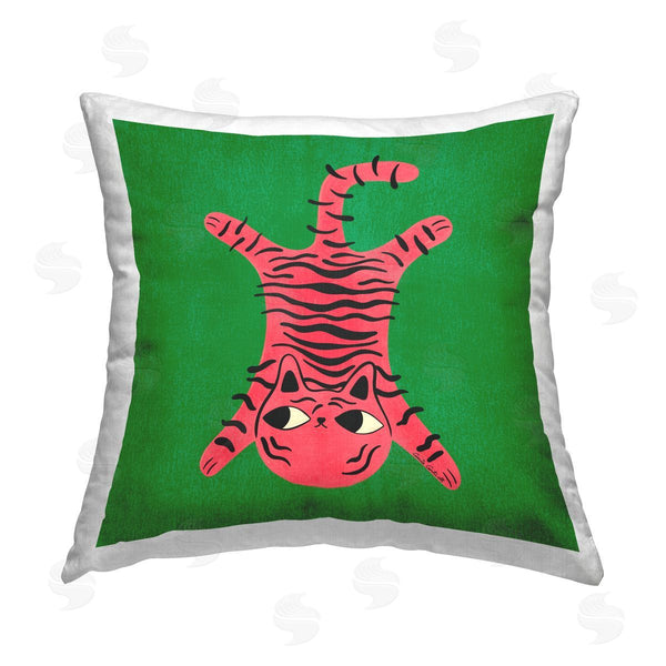 stupell industries Carrie Cantwell | Whimsical Cat Laying Printed Throw Pillow