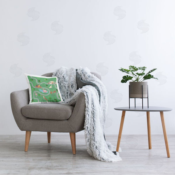 Stupell Industries Carrie Cantwell | Whimsical Dogs Map Printed Throw Pillow