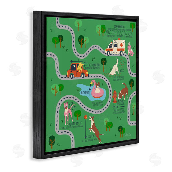 Stupell Industries Carrie Cantwell | Whimsical Dogs Map Wall Art