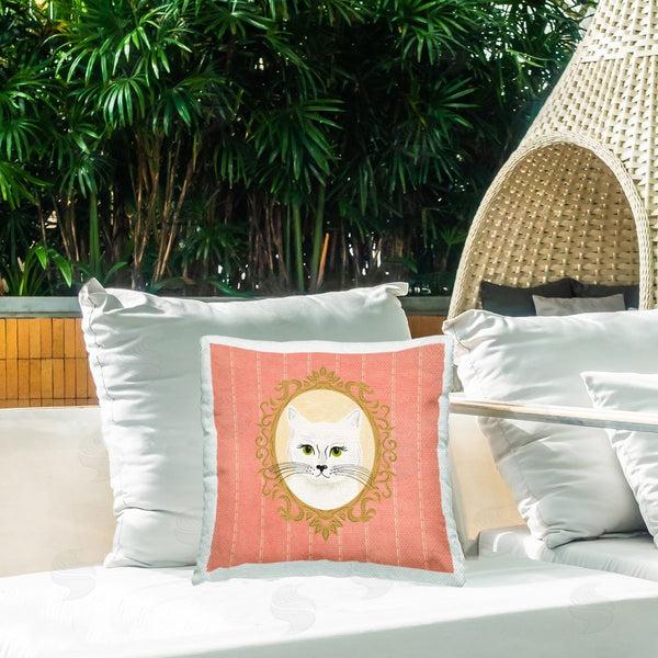 Stupell Industries Carrie Cantwell | White Cat Portrait Printed Throw Pillow