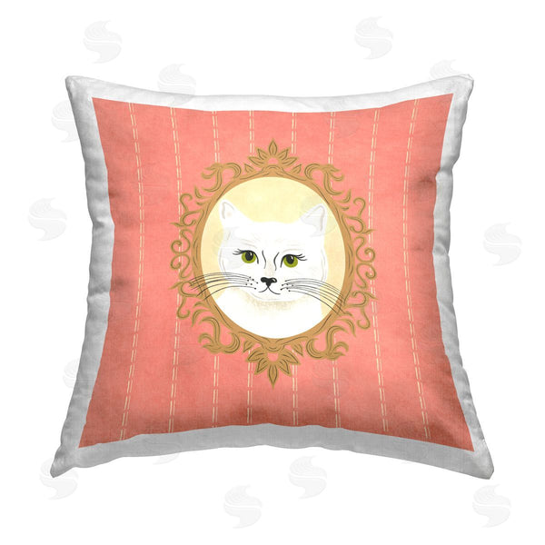 stupell industries Carrie Cantwell | White Cat Portrait Printed Throw Pillow