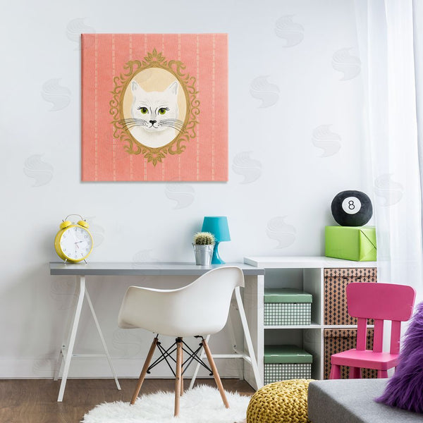 Stupell Industries Carrie Cantwell | White Cat Portrait Wall Art