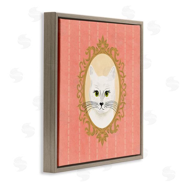 Stupell Industries Carrie Cantwell | White Cat Portrait Wall Art