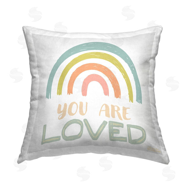 stupell industries Carrie Cantwell | You Are Loved Rainbow Printed Throw Pillow