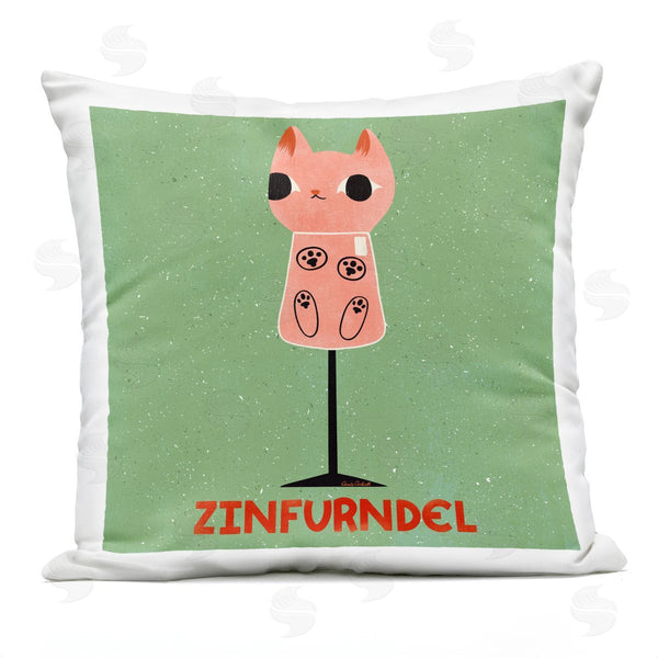 Stupell Industries Carrie Cantwell | Zinfurndel Feline Wine Printed Throw Pillow