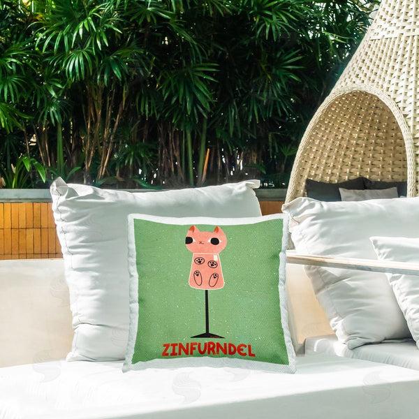 Stupell Industries Carrie Cantwell | Zinfurndel Feline Wine Printed Throw Pillow