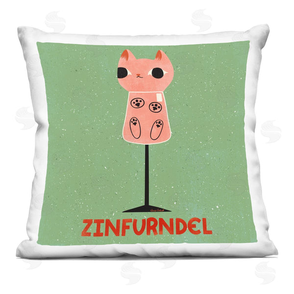 stupell industries Carrie Cantwell | Zinfurndel Feline Wine Printed Throw Pillow