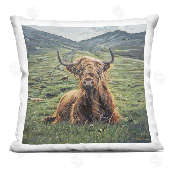 stupell industries Carrie Goller | Windblown Cattle Mountain Valley Printed Throw Pillow
