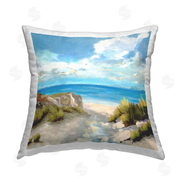 Stupell Industries Carson Lyons | Clear Blue Beach Sky Printed Throw Pillow