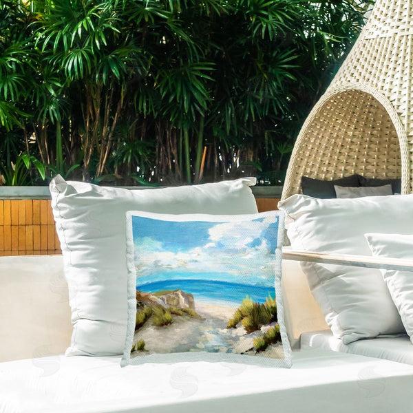 Stupell Industries Carson Lyons | Clear Blue Beach Sky Printed Throw Pillow