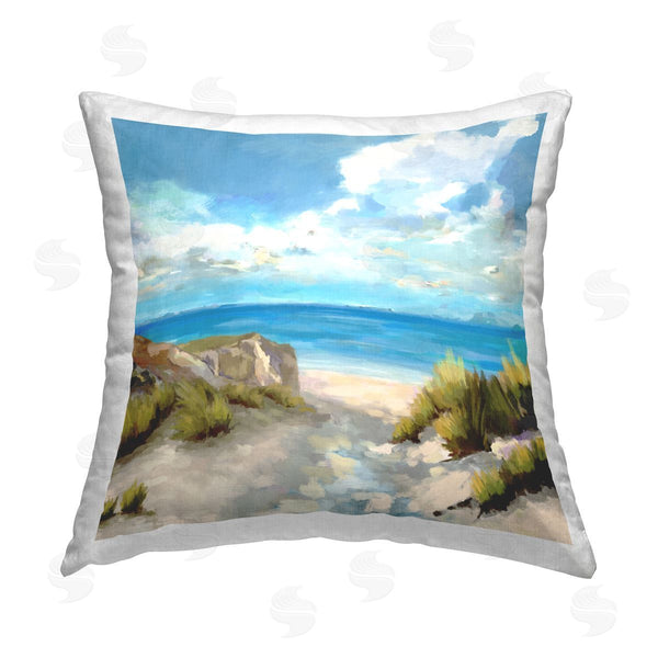 stupell industries Carson Lyons | Clear Blue Beach Sky Printed Throw Pillow