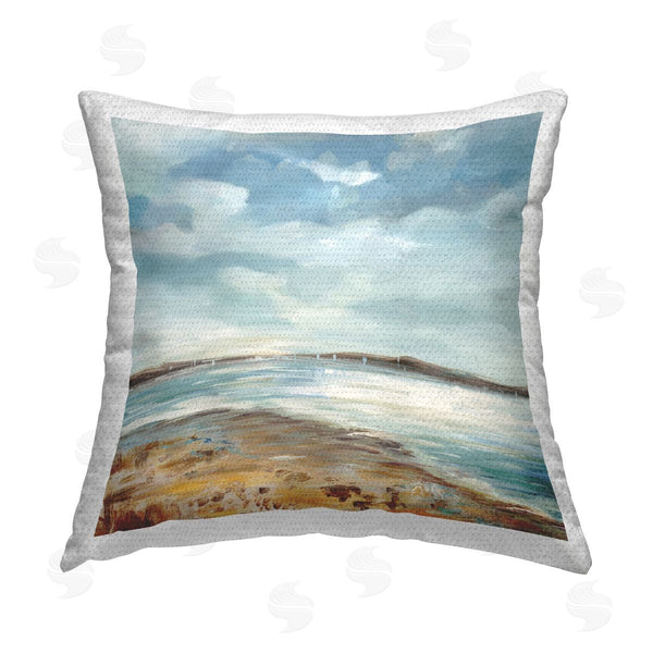Stupell Industries Carson Lyons | Cloudy Ocean Landscape Printed Throw Pillow