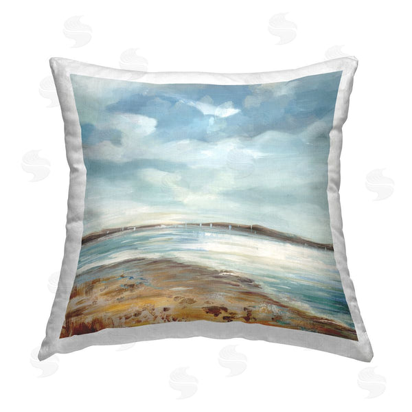 stupell industries Carson Lyons | Cloudy Ocean Landscape Printed Throw Pillow