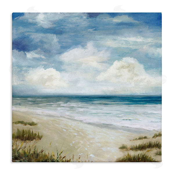 stupell industries Carson Lyons | Cloudy Sky Beach Coast Landscape White Foam Tide Wall Art