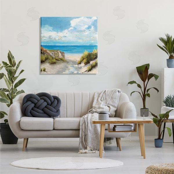 Stupell Industries Carson Lyons | Coastal Path To Beach Nautical Grass Cloudy Summer Sky Wall Art