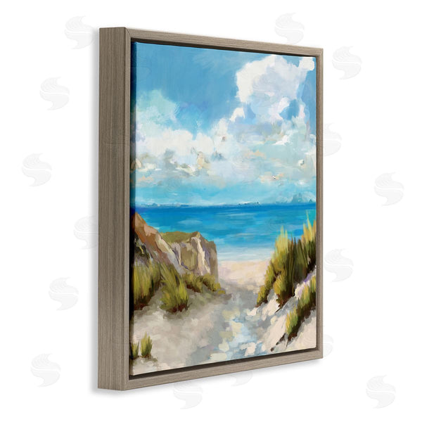 Stupell Industries Carson Lyons | Coastal Path To Beach Nautical Grass Cloudy Summer Sky Wall Art