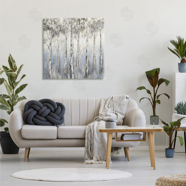 Stupell Industries Carson Lyons | Mystic White Birch Tree Forest White Grey Bark Wall Art