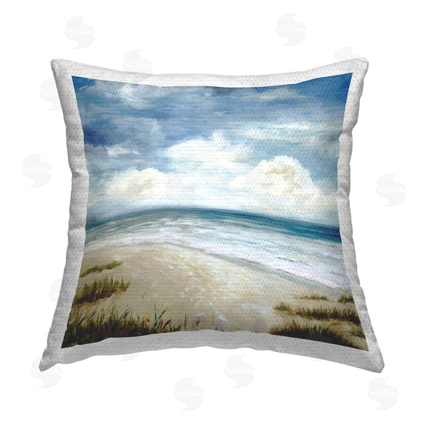Stupell Industries Carson Lyons | Traditional Cloudy Beach Printed Throw Pillow