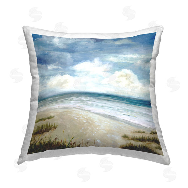 stupell industries Carson Lyons | Traditional Cloudy Beach Printed Throw Pillow
