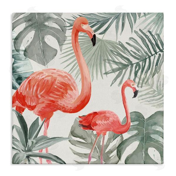 stupell industries Carson Lyons | Tropical Flamingo Family Pink Birds Monstera Palm Leaves Wall Art
