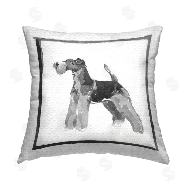 Stupell Industries Cartissi | Minimal Airedale Terrier Printed Throw Pillow
