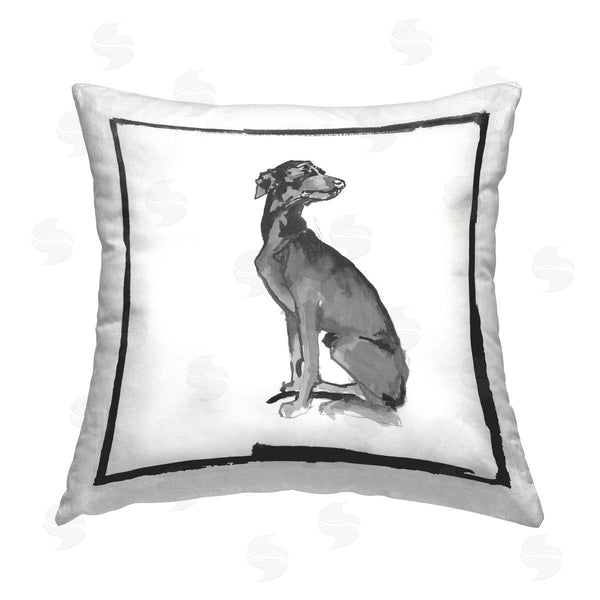 stupell industries cartissi | Minimal Dog Gazing Printed Throw Pillow