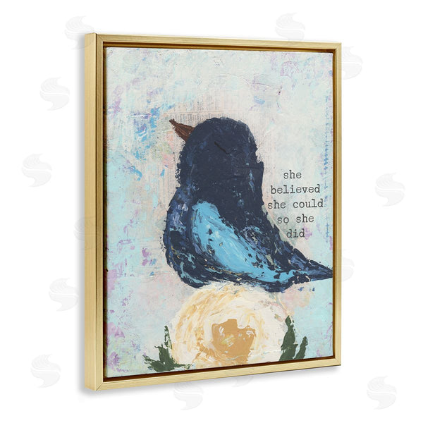 Stupell Industries Cassandra Cushman | She Believed Uplifting Bird