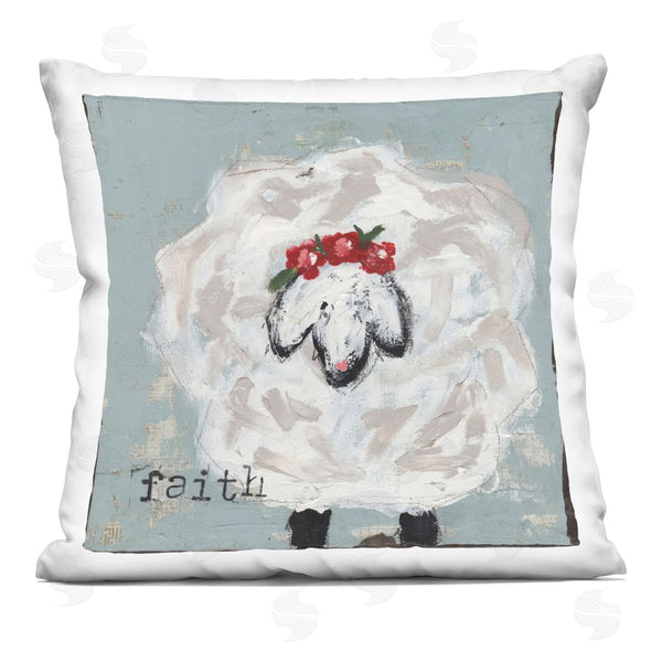 stupell industries Cassandra Cushman | Uplifting Faith Sheep Printed Throw Pillow