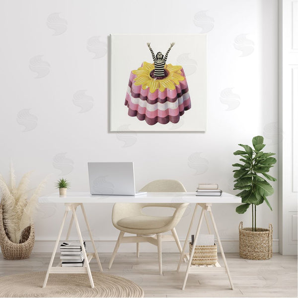 Stupell Industries Cassia Beck | Abstract Fashion Female Blancmange Custard Dessert Stripes Wall Art