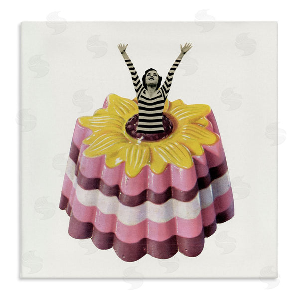 stupell industries Cassia Beck | Abstract Fashion Female Blancmange Custard Dessert Stripes Wall Art
