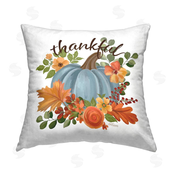 stupell industries Cat Thurman Designs | Autumnal Thankful Pumpkin Printed Throw Pillow
