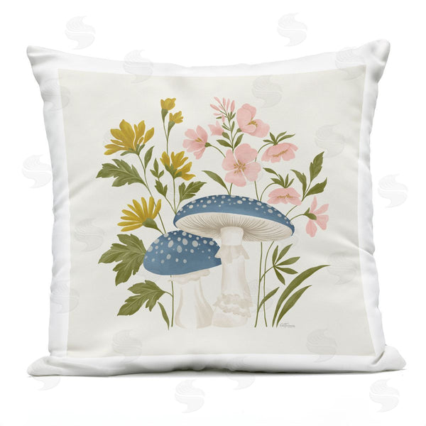 Stupell Industries Cat Thurman Designs | Blue Mushrooms & Wildflowers Printed Throw Pillow