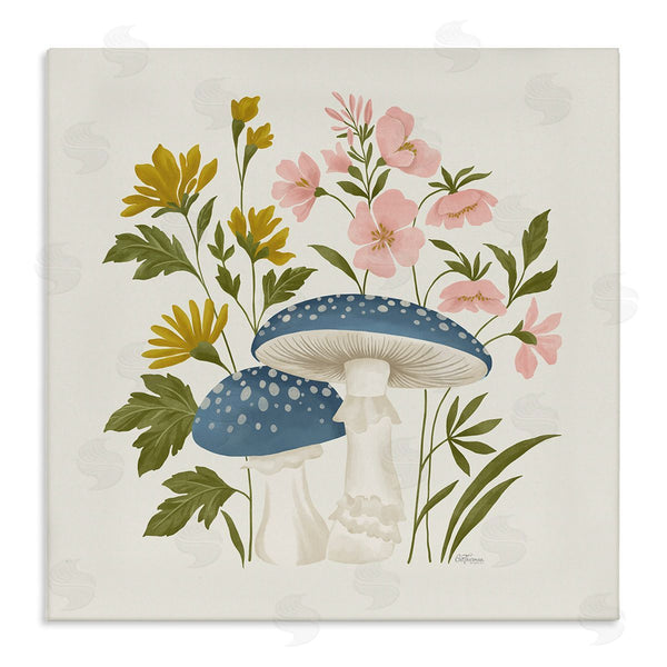 stupell industries Cat Thurman Designs | Blue Mushrooms & Wildflowers
