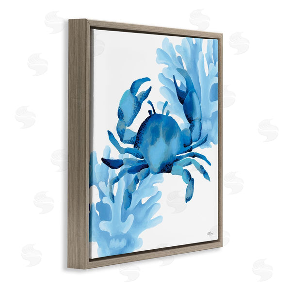Stupell Industries Cat Thurman Designs | Blue Tone Crab & Coral