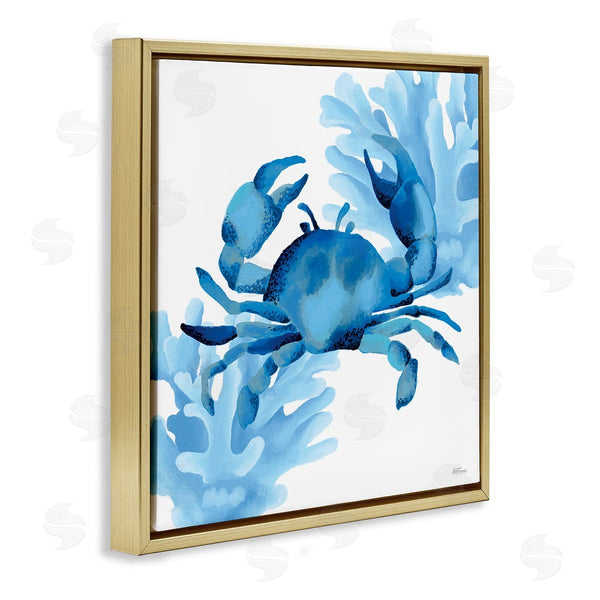 Stupell Industries Cat Thurman Designs | Blue Tone Crab & Coral
