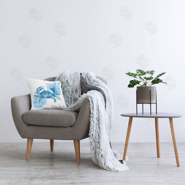 Stupell Industries Cat Thurman Designs | Blue Tone Crab & Coral Printed Throw Pillow