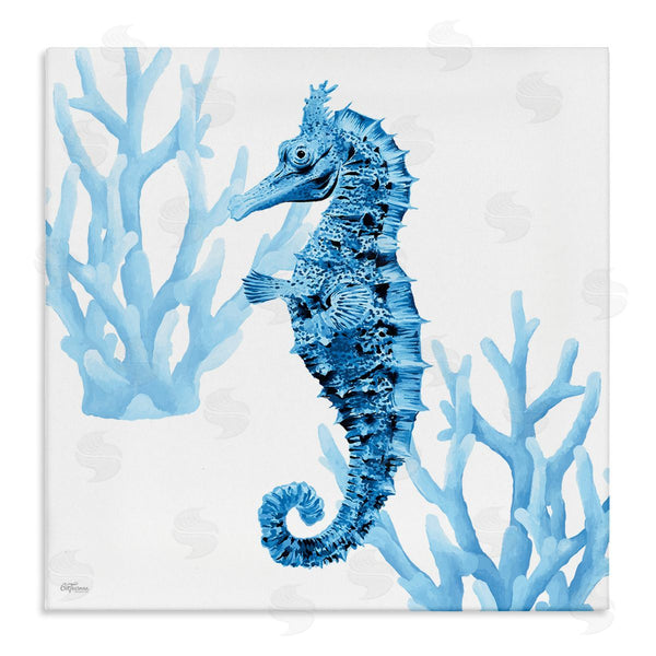 stupell industries Cat Thurman Designs | Blue Tone Seahorse & Coral