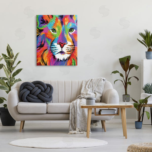 Stupell Industries Cat Thurman Designs | Bold Hued Lion Portrait Wall Art
