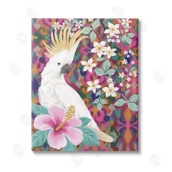 stupell industries Cat Thurman Designs | Cockatoo with Floral Hibiscus Wall Art