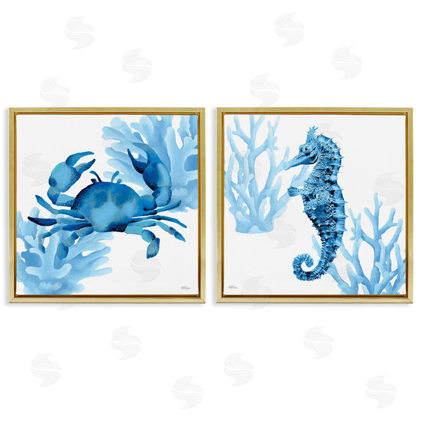 Stupell Industries Cat Thurman Designs | Crab & Seahorse Abstractions