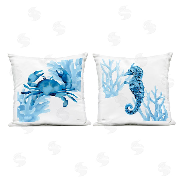 Stupell Industries Cat Thurman Designs | Crab & Seahorse With Coral Printed Throw Pillow Set