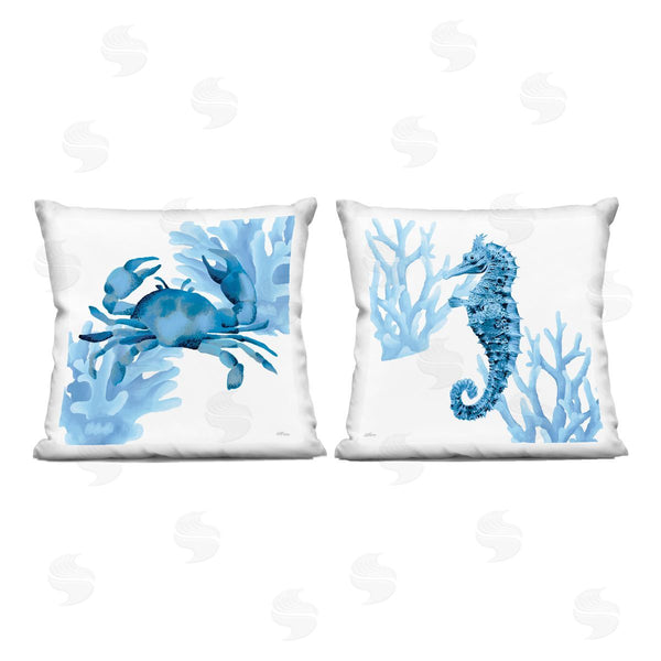 stupell industries Cat Thurman Designs | Crab & Seahorse with Coral Printed Throw Pillow Set